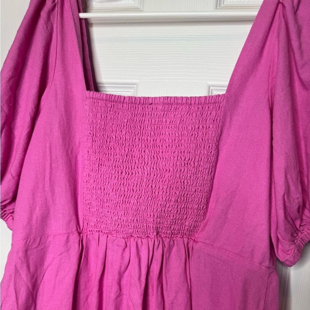 Old Navy Pink Linen dress size L with pockets - Picture 2 of 4